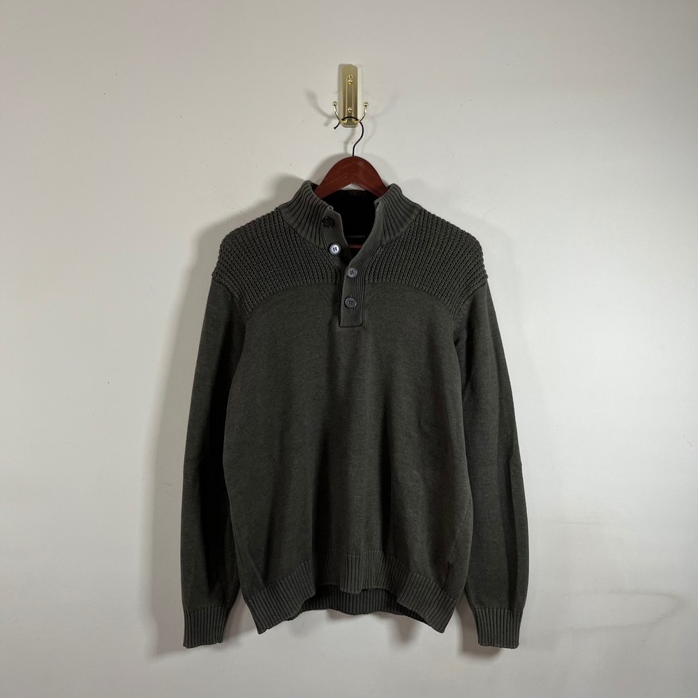 Tricots‎ St Raphael Knit Henley Sweater Olive Green Mens Large Gorpcore